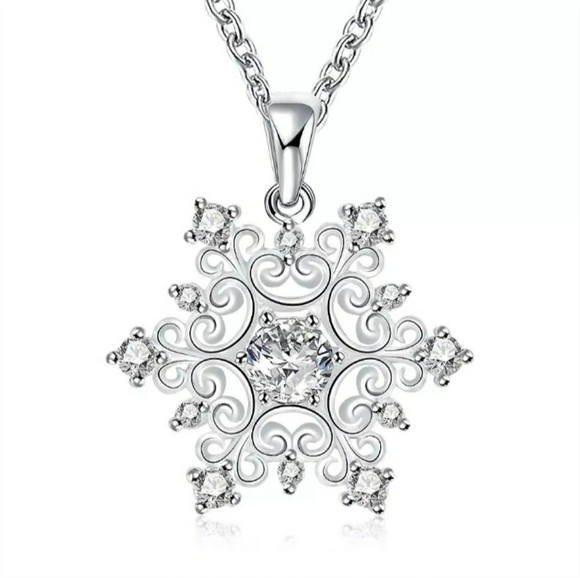 Jewelry - 1 LEFT!!! 18K White Gold Plated Snowflake Necklace